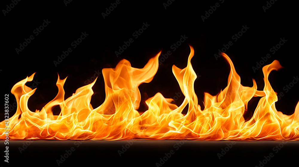 Poster dynamic flames dancing in darkness fire element in motion abstract visual art intense mood close-up 