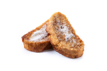 Traditional Spanish torrijas for Holy Week isolated on white background