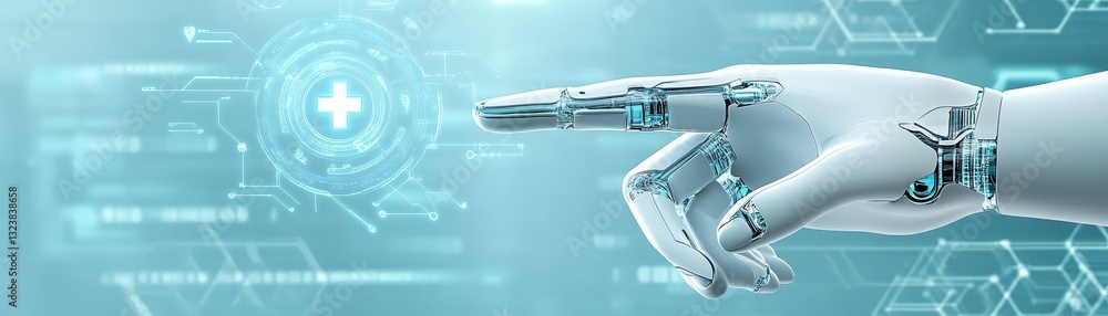 Poster intricate robotic hands interacting glimpse into technological collaboration