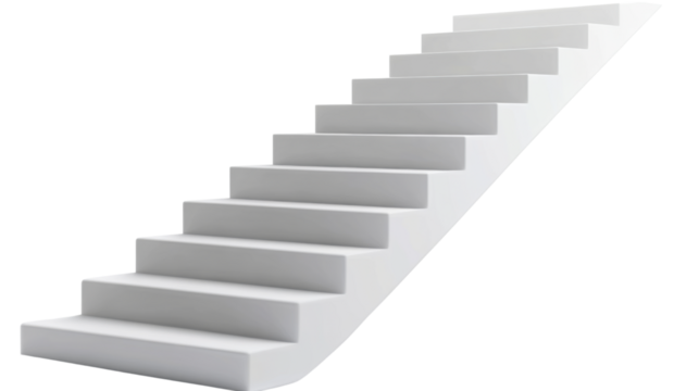 White stairway to success isolated on white background