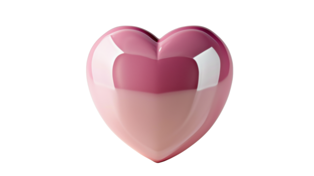 Glossy pink heart showing love and affection on transparent background