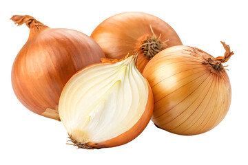 Fototapeta premium Fresh, ripe onions, whole and halved.