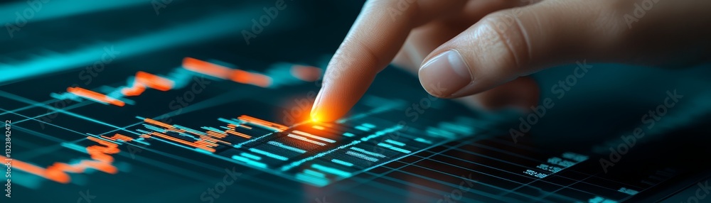 Poster finger navigating the complexities of digital circuit, exploring technological advancements