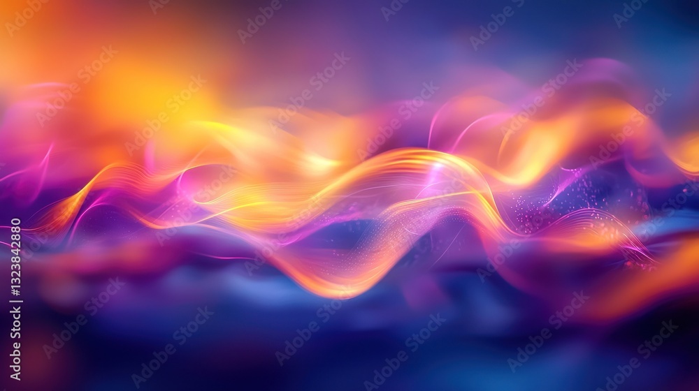 Poster abstract wavy gradient background with dynamic color transitions and glow effects