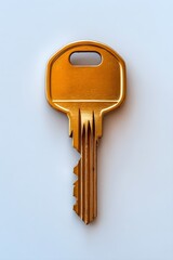 White background with a single golden key, sharp focus, symbolizes security and access.