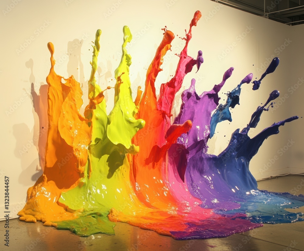 Poster explosive palette: an exuberant explosion of vivid colors, forming a dynamic and artistic display.