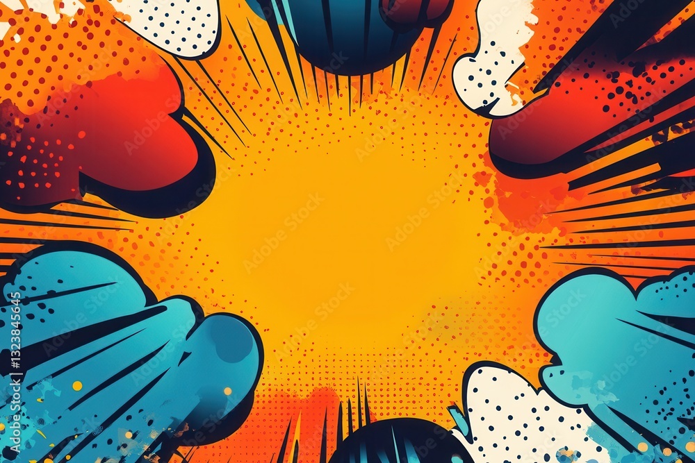 Fototapete dynamic comic book action with vibrant colors and bold patterns creating an engaging and lively visu