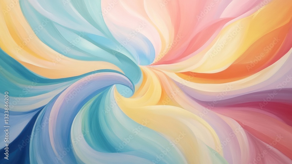 Poster vibrant swirls of color: a captivating abstract artwork featuring dynamic swirls of pastel hues, cre