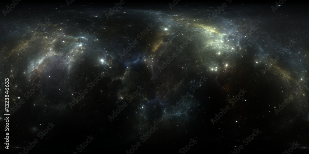 Wall mural 360 degree space nebula. giant interstellar cloud with stars, equirectangular projection, environmen