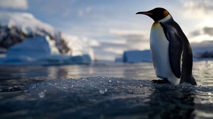 Fototapeta premium Majestic King Penguin on Antarctic Ice