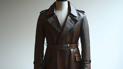 Brown Leather Trench Coat (1)