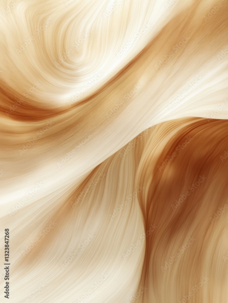 Poster warm wooden texture with organic flowing lines in beige and brown tones creates a modern and invitin