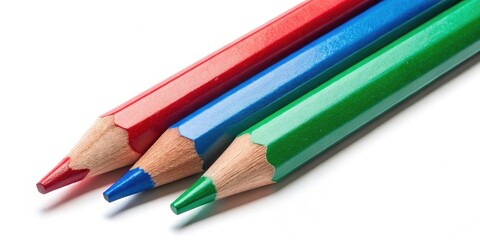 Fototapeta premium RGB Color Space Triangle, Pencil Photography, Red Green Blue, Color Theory, Candid Photo, Isolated Background