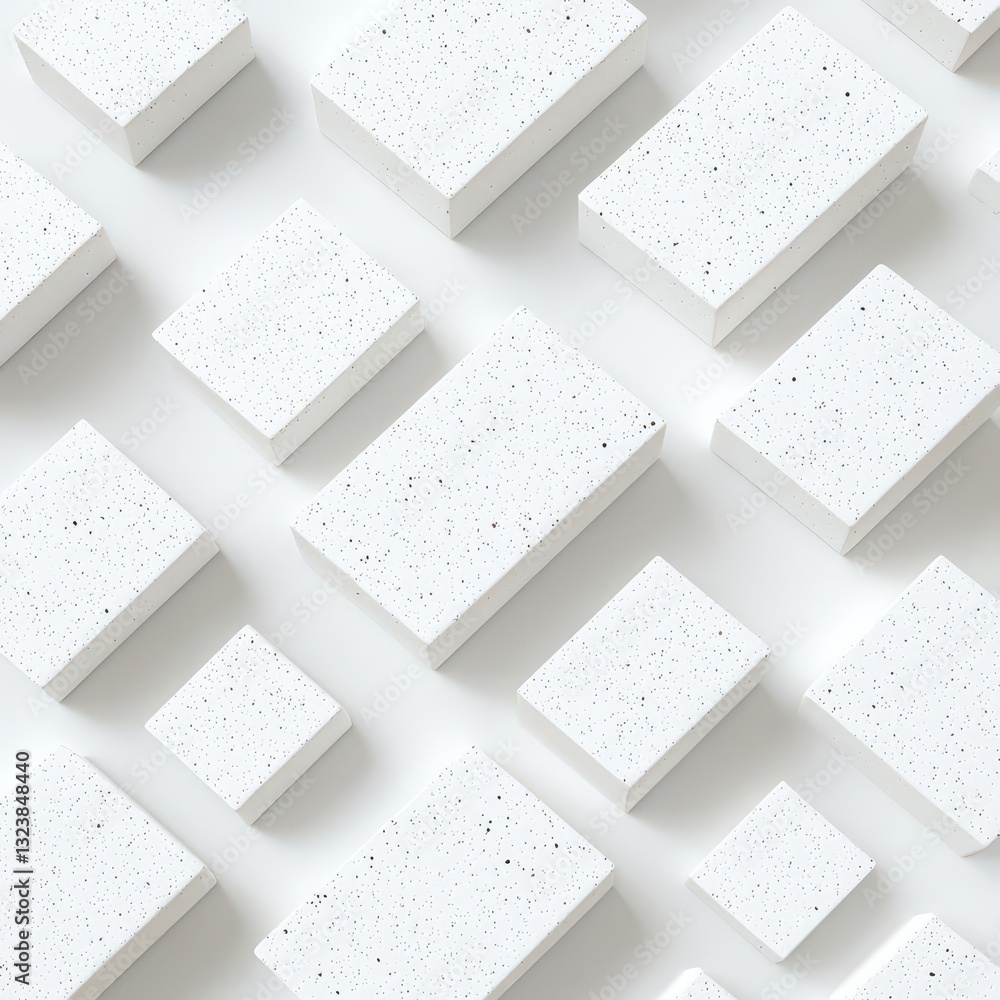 Poster textured organic surfaces layered with monochrome blocks create a sophisticated backdrop, emphasizin