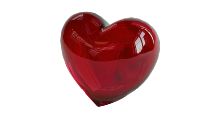 Glossy red heart rotating on transparent background representing love and affection
