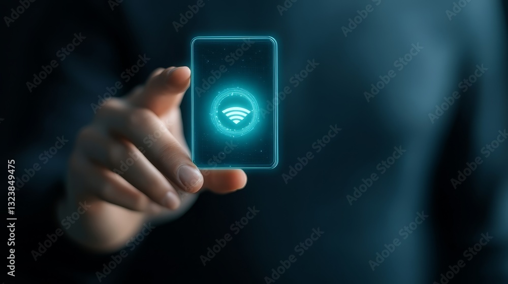 Aufkleber smartphone user accessing wireless internet connectivity via wifi person