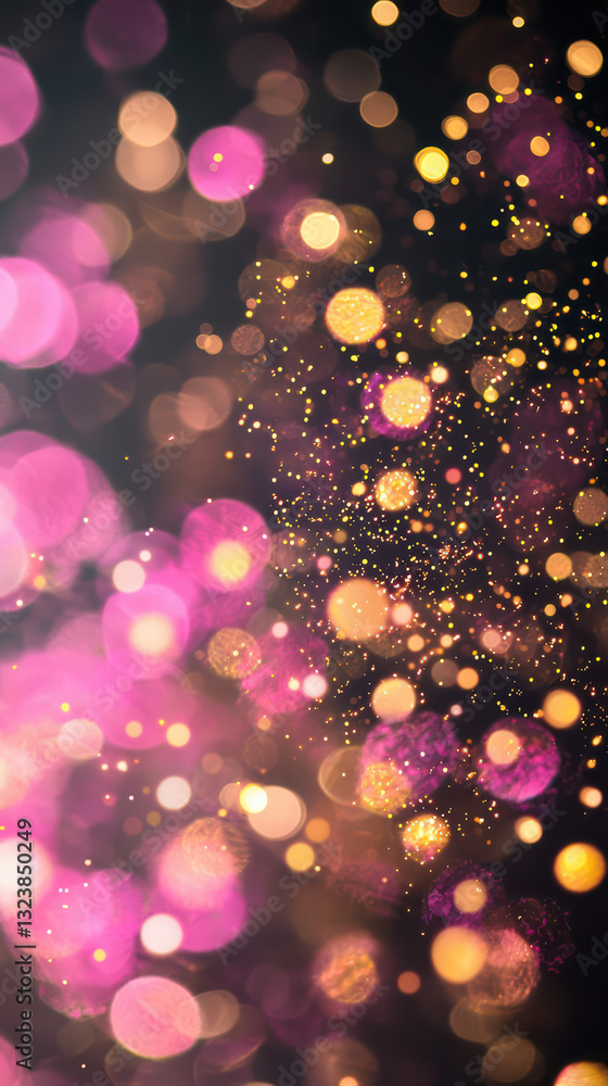 Poster celestial sparkle: a mesmerizing display of vibrant, blurred bokeh lights against a dark backdrop. t