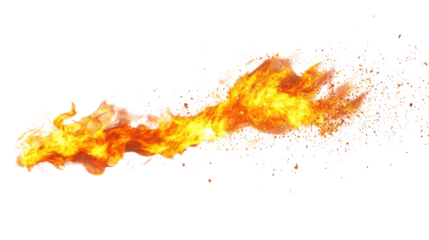 Hot fire flames isolated on white background