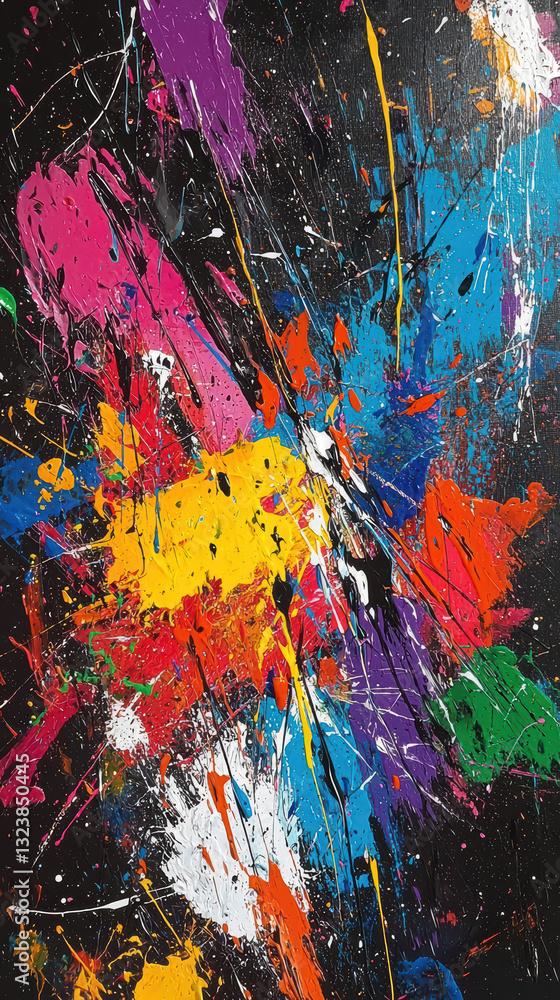 Poster explosive colors abstract: a dynamic explosion of vibrant colors dances across a dark canvas, creati