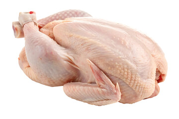 Raw whole chicken ready for cooking.
