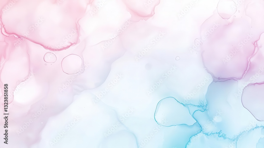 Poster abstract hexagonal patterns blend with soft pastel watercolor textures, creating a serene backdrop w