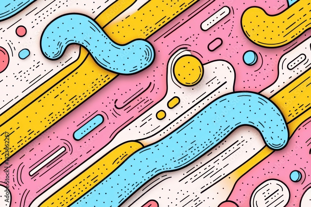 Poster abstract geometric backgrounds merge seamlessly with soft fabric textures, resulting in a unique, vi