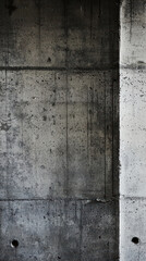 Naklejka premium Concrete Abstraction: An arresting close-up showcases the raw beauty and textural depth of a weathered concrete wall, highlighting its architectural features and industrial aesthetic.