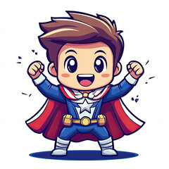 Fototapeta premium cheerful cartoon superhero celebrating victory with raised fists