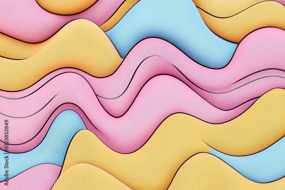 Poster abstract geometric backgrounds merge seamlessly with soft fabric textures, resulting in a unique, vi