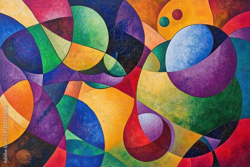 Poster abstract geometric art: an explosion of vibrant colors and intersecting shapes creates a dynamic abs