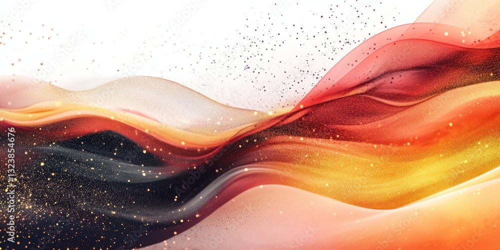 Poster abstract fluid art: a vibrant, flowing composition of layered colors and textures, creating a dynami