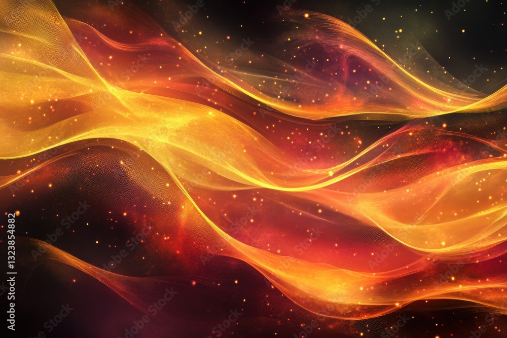 Poster fiery waves abstract: a captivating abstract composition of swirling waves of fire, radiating warmth