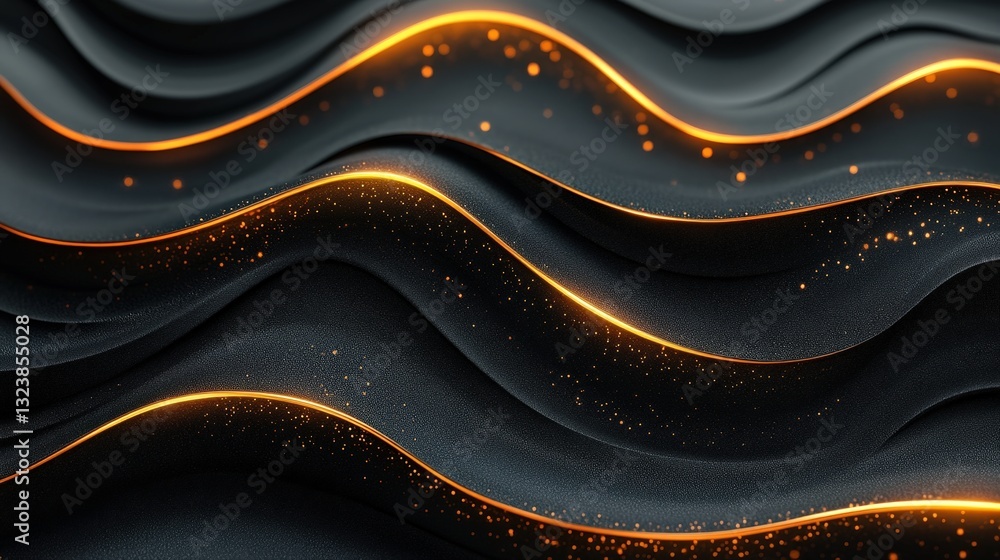 Poster an abstract design featuring wavy lines with gold accents, creating a sense of elegance and movement