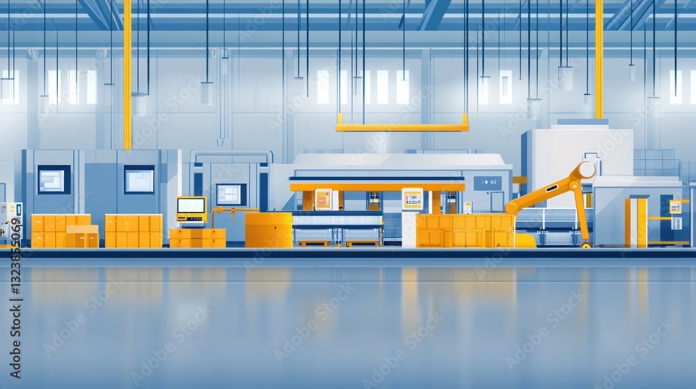 Poster modern automated factory production line