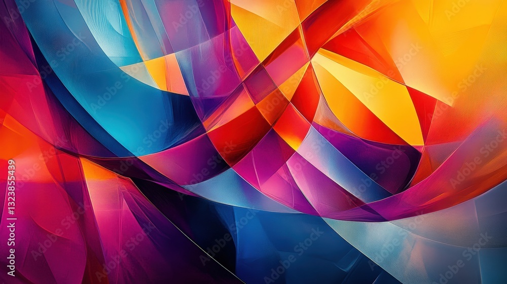 Poster abstract colorful dynamic composition. the image is a vibrant swirl of lines and colors