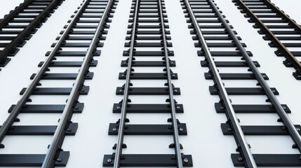 Obraz premium Parallel Train Tracks Railway Lines Transportation Infrastructure