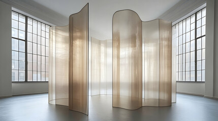 Curved translucent room dividers