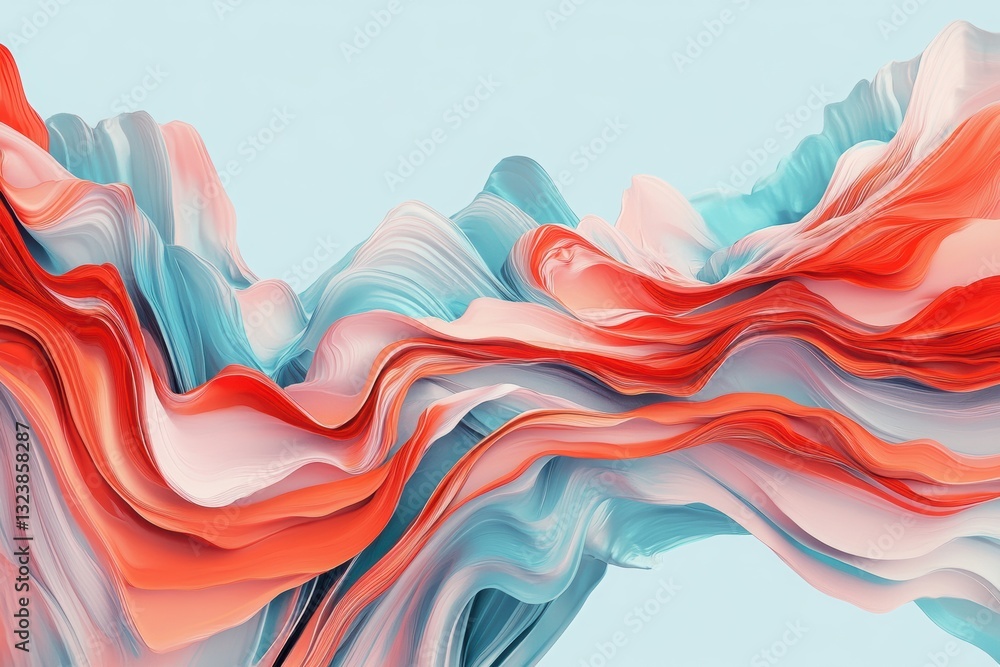 Poster fluid art waves: abstract illustration of dynamic waves in vibrant colors, creating a mesmerizing di