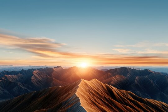 Vibrant sunset illuminating majestic mountain peaks.