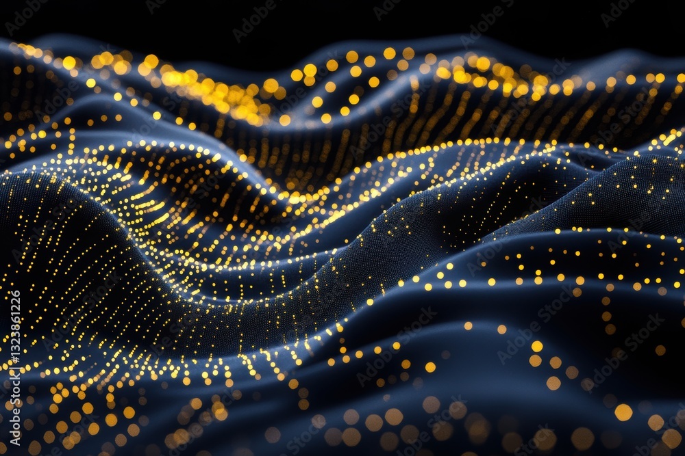 Poster abstract waves of light: an artistic rendering of flowing, abstract waves of light in a dark, ethere