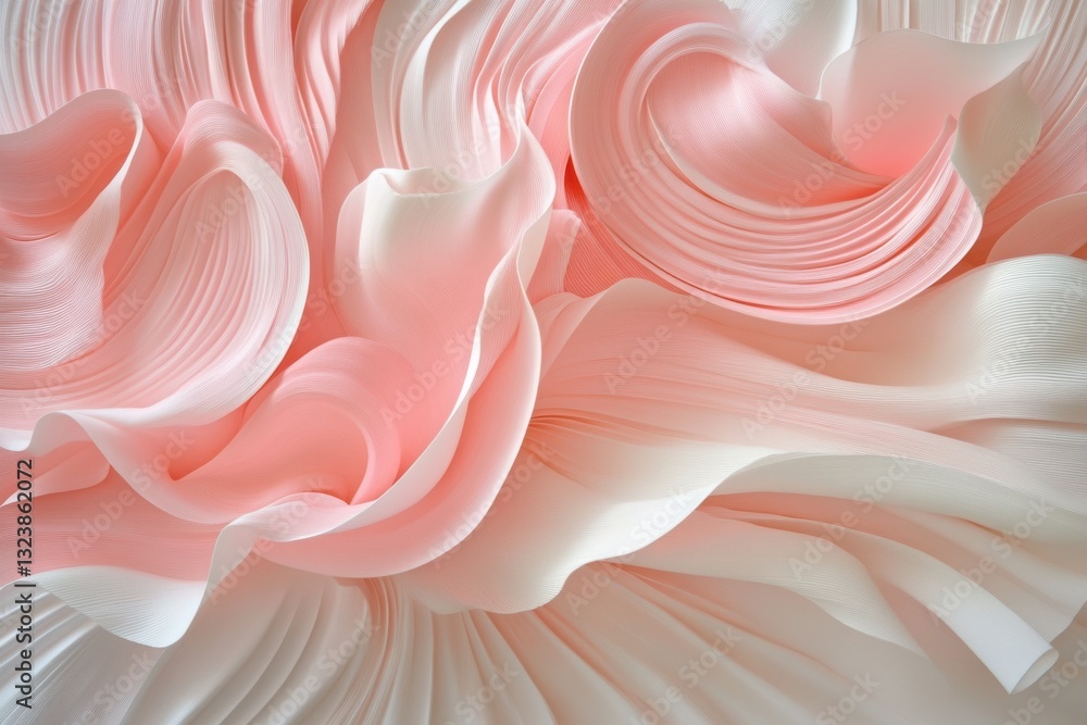 Poster elegant ruffles: an abstract close-up showcasing the delicate folds of a fabric, the image is a visu