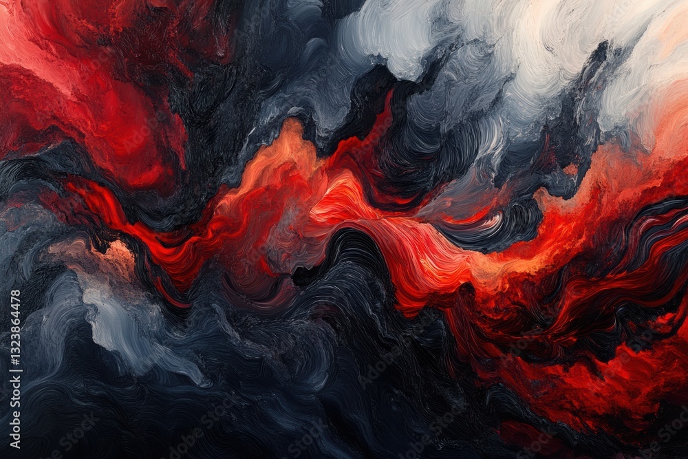 Poster dynamic color swirls: an abstract composition featuring flowing, dynamic swirls of contrasting color
