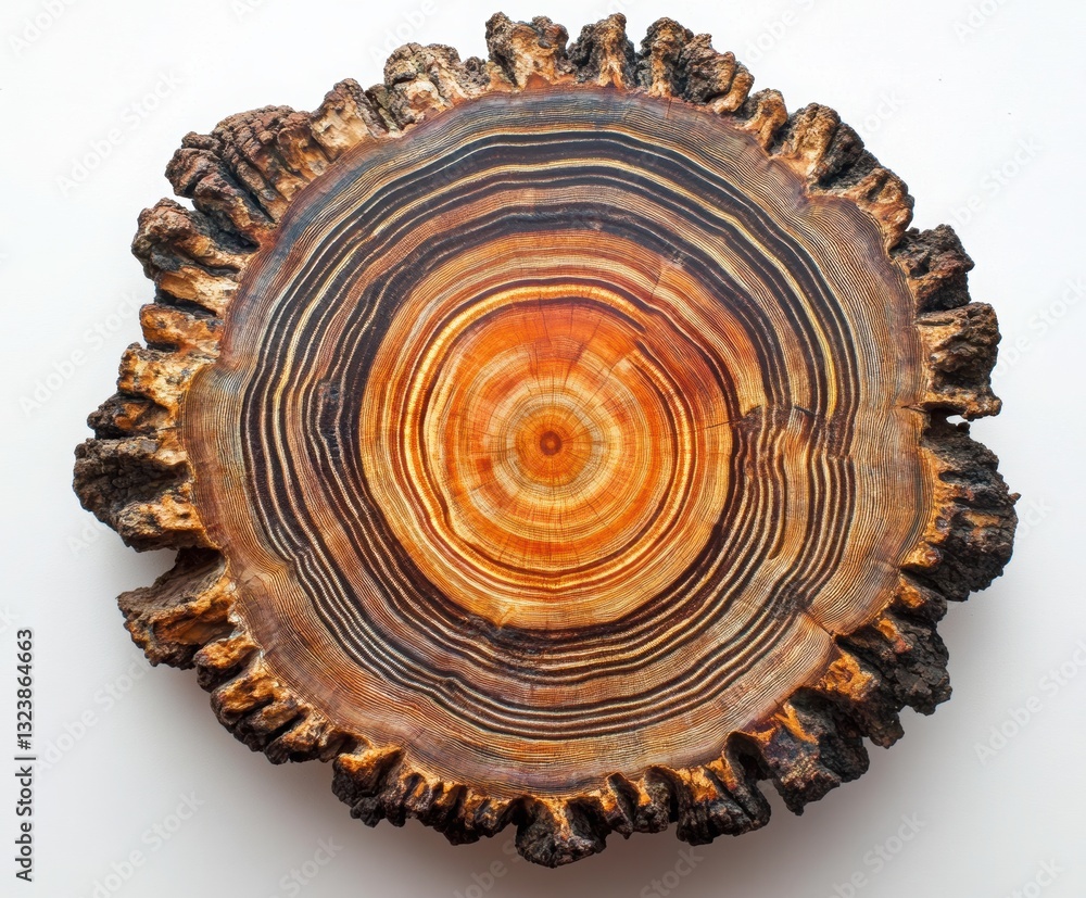 Poster time in timber: a detailed macro shot of a tree cross-section, displaying intricate concentric rings