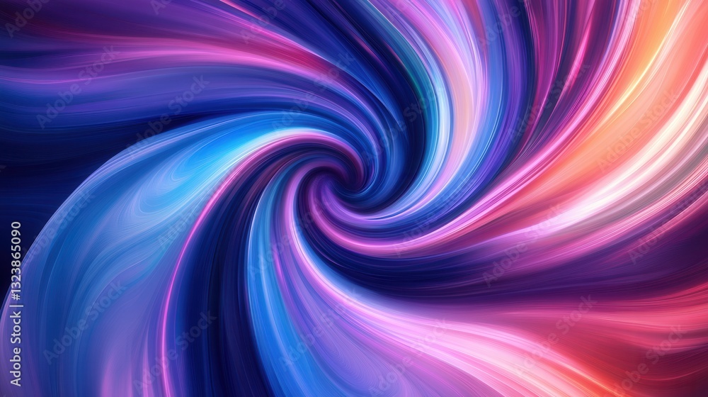 Poster Colorful swirling patterns create a dynamic and balanced abstract background with modern vibrant hues of blue, purple, and pink