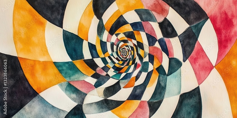 Poster kaleidoscope of colors: a mesmerizing display of a spiral of colors, each segment of the spiral show