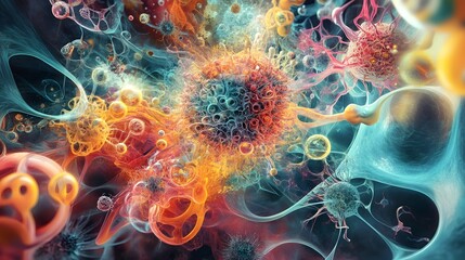 Panic Attack: A Chaotic Expression of Radiating Shapes and Hues Symbolizing Internal Conflict