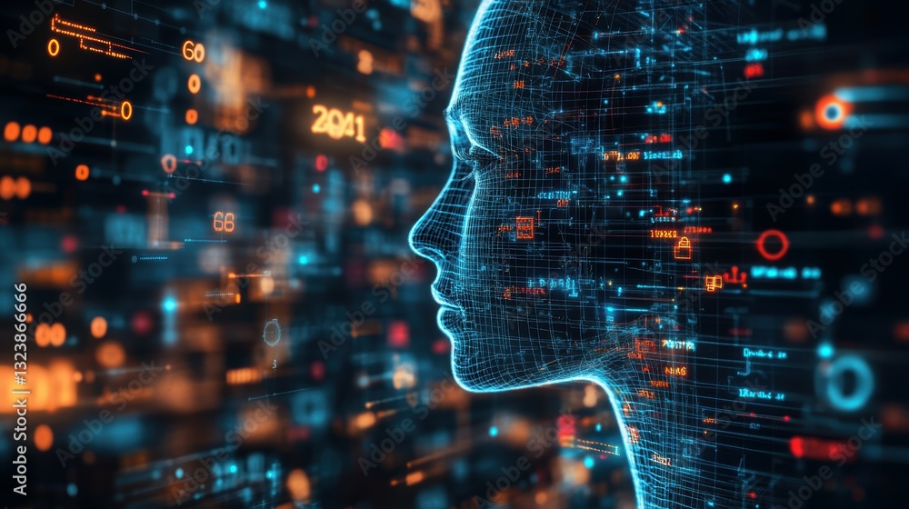 Poster digital transformation insights ai-powered visualizations tech hub infographic futuristic side view 