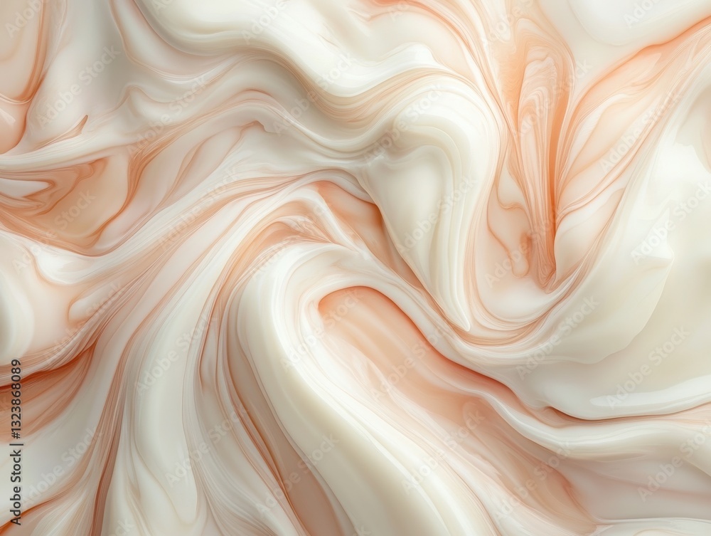 Poster marble texture swirl: a mesmerizing close-up view of a flowing marble-like texture, displaying cream