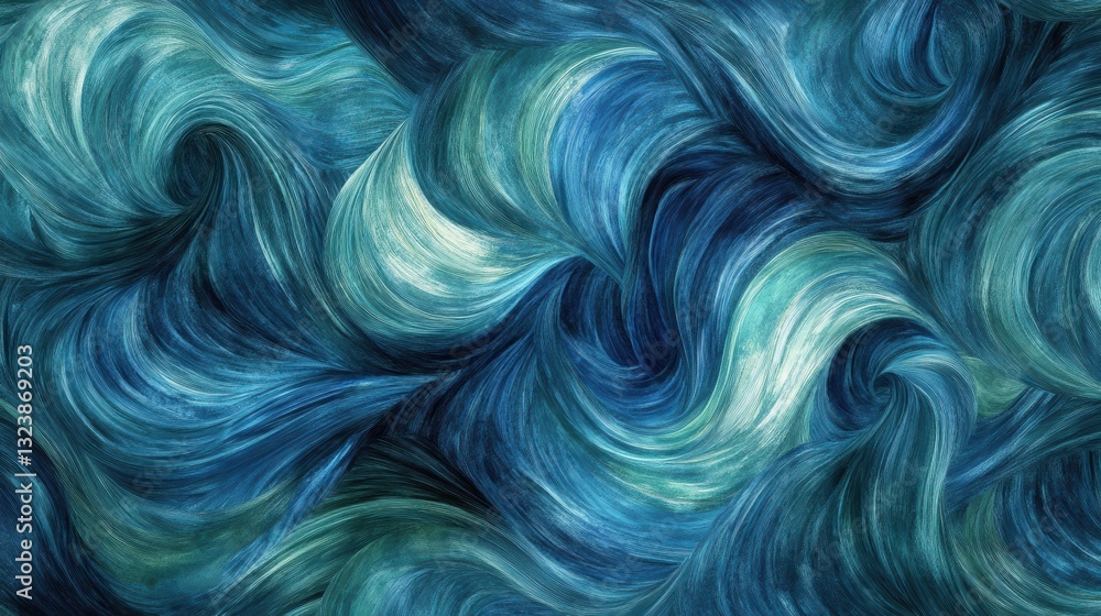 Aufkleber abstract swirls: a mesmerizing display of swirling patterns in shades of blue and turquoise creates 