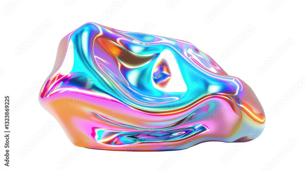 Poster iridescent colorful abstract blob showing rainbow colors on transparent background